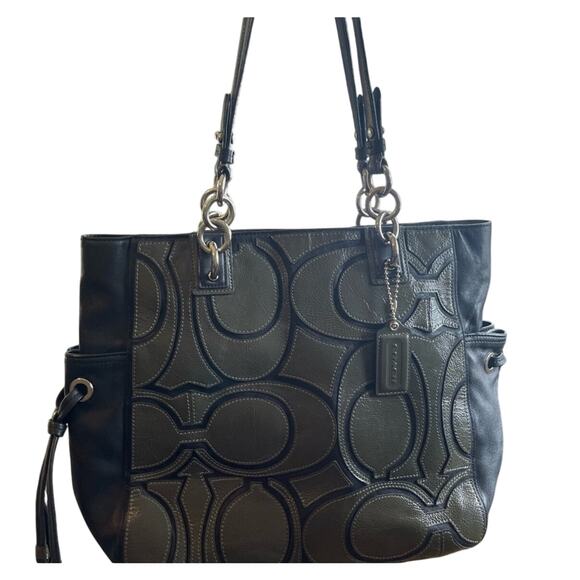 Coach Collette Signature Overlay Dark Green EUC - Picture 1 of 11